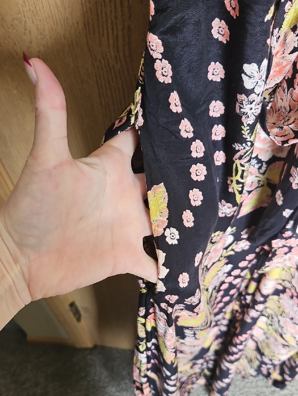Free People Black Floral Tie-Front Jump Suite. - Picture 9 of 13